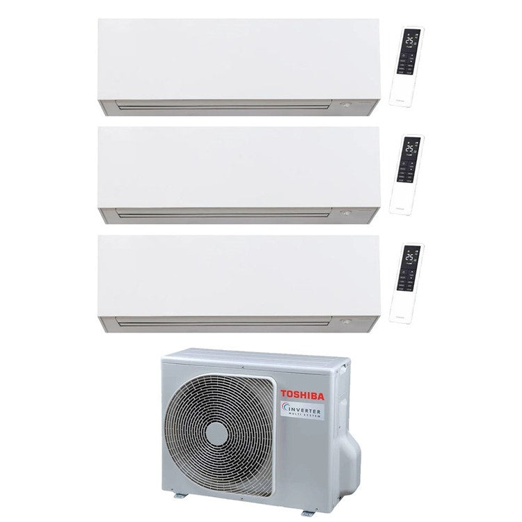 Toshiba 3-fach-Split-Klimagerät DAISEIKAI 10 WHITE, Wandgerät, Inverter, WLAN, Weiß – Außengerät R32 5,2 kW, Innengeräte 13000+10000+10000 BTU RAS-3M18G3AVG-E+RAS-B[13|10|10]S4KVPG-E