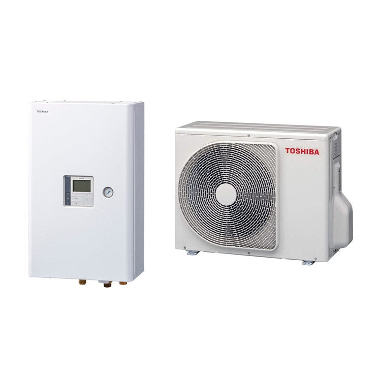 Toshiba Komplettsystem aus einer 6 kW Inverter-Wärmepumpe mit wandmontierter Hydro-Einheit und 3 kW Zusatzheizwiderstand ESTIA HWT-601HW-E+HWT-601XWHM3W-E