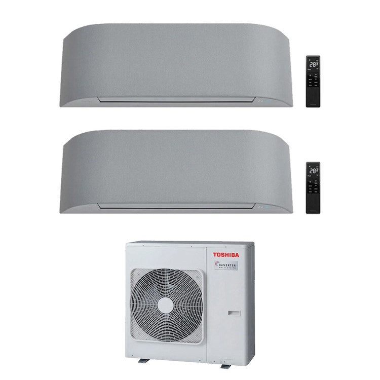 Toshiba 2-fach-Split-Klimagerät HAORI, Wandgerät, Inverter, WLAN, Light Grey – Außengerät R32 10 kW, Innengeräte 10000+13000 BTU RAS-5M34G3AVG-E1+RAS-[B10-2|B13-1]N4KVRG-E