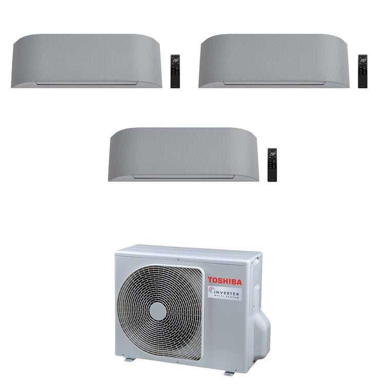 Toshiba 3-fach-Split-Klimagerät HAORI, Wandgerät, Inverter, WLAN, Light Grey – Außengerät R32 5,2 kW, Innengeräte 7000+7000+13000 BTU RAS-3M18G3AVG-E+RAS-[M07-1|M07-1|B13-1]N4KVRG-E