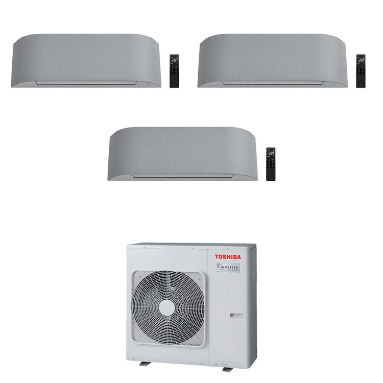 Toshiba 3-fach-Split-Klimagerät HAORI, Wandgerät, Inverter, WLAN, Light Grey – Außengerät R32 10 kW, Innengeräte 7000+7000+13000 BTU RAS-5M34G3AVG-E1+RAS-[M07-1|M07-1|B13-1]N4KVRG-E
