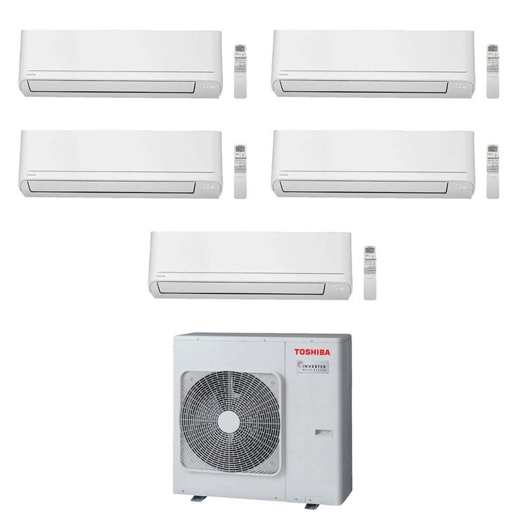 Toshiba 5-fach-Split-Klimagerät SEIYA Smart, Wandgerät, Inverter, WLAN, Weiß – Außengerät R32 10 kW, Innengeräte 16000+13000+5000+5000+5000 BTU RAS-5M34G3AVG-E+RAS-[B16|B13|B05|B05|B05]S4KVG-E