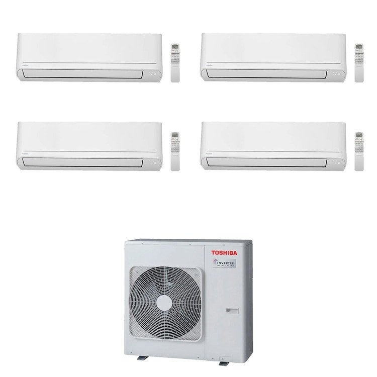 Toshiba 4-fach-Split-Klimagerät SEIYA Smart, Wandgerät, Inverter, WLAN, Weiß – Außengerät R32 8 kW, Innengeräte 18000+18000+10000+5000 BTU RAS-4M27G3AVG-E+RAS-[B18|B18|B10|B05]S4KVG-E