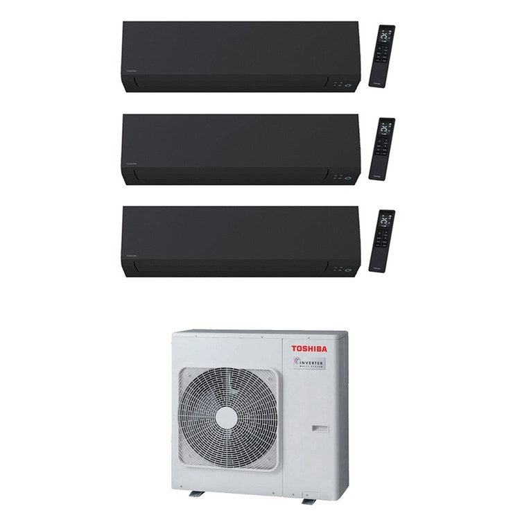 Toshiba 3-fach-Split-Klimagerät SHORAI EDGE BLACK, Wandgerät, Inverter, WLAN, Schwarz – Außengerät R32 8 kW, Innengeräte 7000+7000+7000 BTU RAS-4M27G3AVG-E+RAS-[B07|B07|B07]G3KVSGB-E