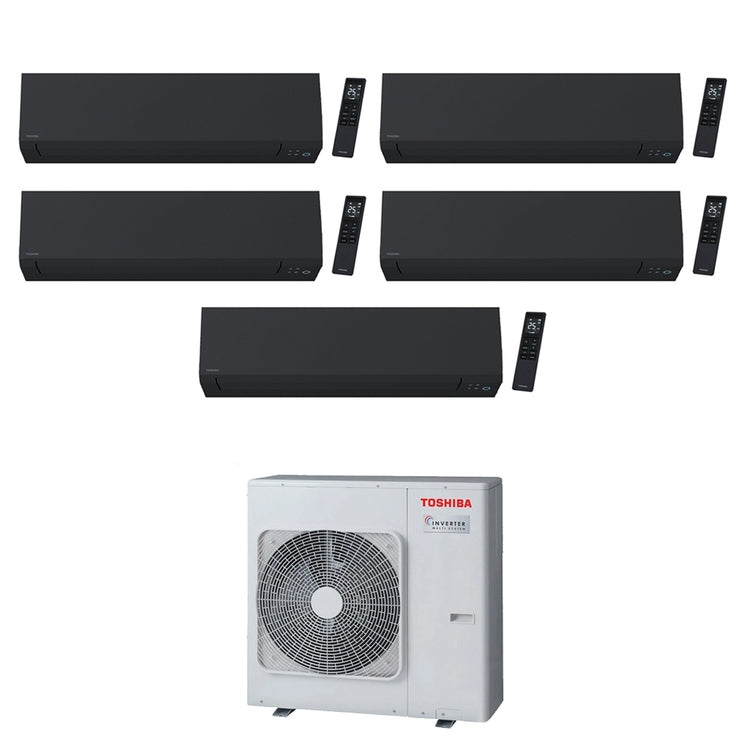 Toshiba 5-fach-Split-Klimagerät SHORAI EDGE BLACK, Wandgerät, Inverter, WLAN, Schwarz – Außengerät R32 10 kW, Innengeräte 16000+7000+7000+7000+5000 BTU RAS-5M34G3AVG-E+RAS-[B16|B07|B07|B07|M05]G3KVSGB-E