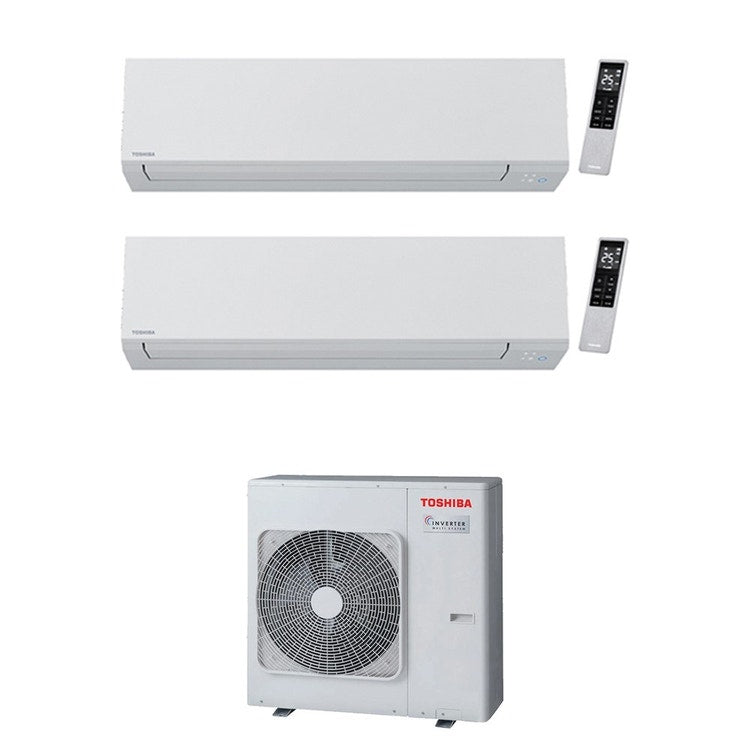 Toshiba 2-fach-Split-Klimagerät SHORAI EDGE WHITE, Wandgerät, Inverter, WLAN, Weiß – Außengerät R32 10 kW, Innengeräte 10000+24000 BTU RAS-5M34G3AVG-E+RAS-[B10|B24]G3KVSG-E