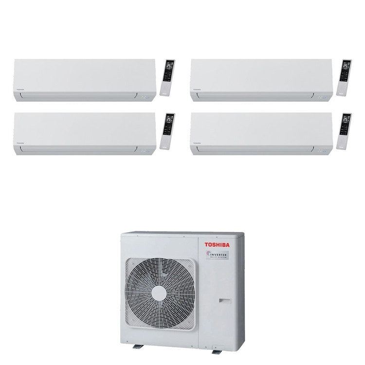 Toshiba 4-fach-Split-Klimagerät SHORAI EDGE WHITE, Wandgerät, Inverter, WLAN, Weiß – Außengerät R32 10 kW, Innengeräte 7000+10000+10000+10000 BTU RAS-5M34G3AVG-E+RAS-[B07|B10|B10|B10]G3KVSG-E