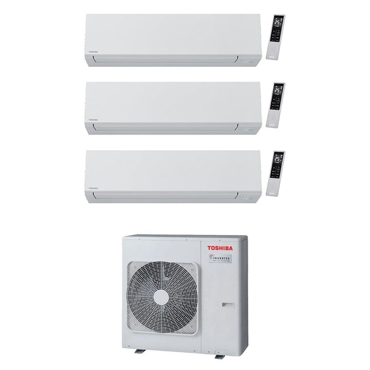 Toshiba 3-fach-Split-Klimagerät SHORAI EDGE WHITE, Wandgerät, Inverter, WLAN, Weiß – Außengerät R32 10 kW, Innengeräte 7000+10000+18000 BTU RAS-5M34G3AVG-E+RAS-[B07|B10|B18]G3KVSG-E