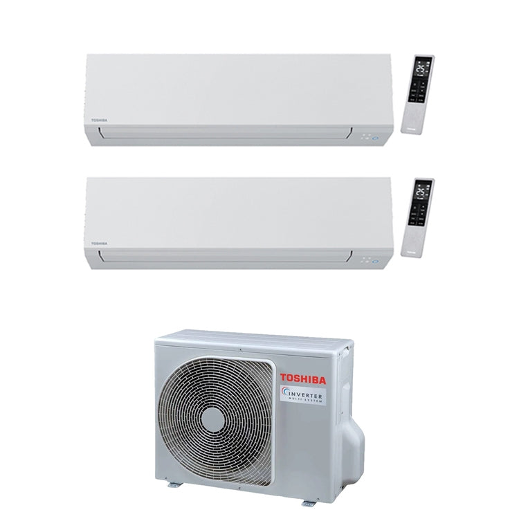Toshiba 2-fach-Split-Klimagerät SHORAI EDGE WHITE, Wandgerät, Inverter, WLAN, Weiß – Außengerät R32 5,2 kW, Innengeräte 12000+9000 BTU RAS-2M18G3AVG-E+RAS-[B13|B10]G3KVSG-E