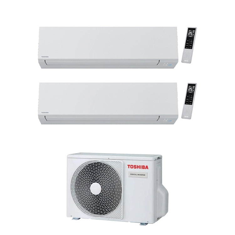 Toshiba 2-fach-Split-Klimagerät SHORAI EDGE WHITE, Wandgerät, Inverter, WLAN, Weiß – Außengerät R32 4 kW, Innengeräte 5000+5000 BTU RAS-2M14G3AVG-E+RAS-[M05|M05]G3KVSG-E