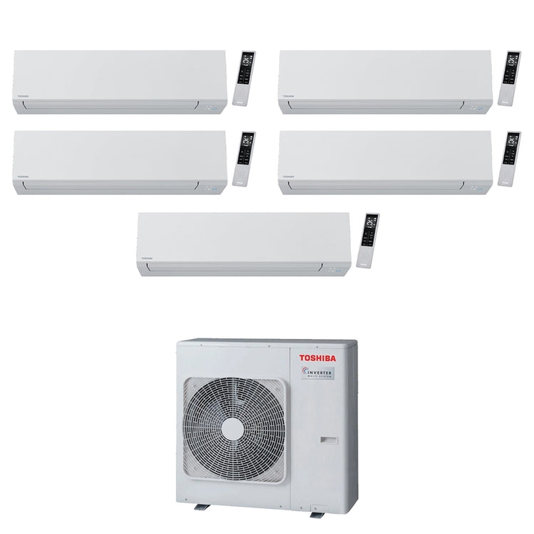 Toshiba 5-fach-Split-Klimagerät SHORAI EDGE WHITE, Wandgerät, Inverter, WLAN, Weiß – Außengerät R32 10 kW, Innengeräte 21000+12000+12000+7000+7000 BTU RAS-5M34G3AVG-E+RAS-[B22|B13|B13|B07|B07]G3KVSG-E