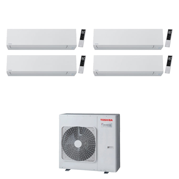 Toshiba 4-fach-Split-Klimagerät SHORAI EDGE WHITE, Wandgerät, Inverter, WLAN, Weiß – Außengerät R32 10 kW, Innengeräte 18000+9000+7000+7000 BTU RAS-5M34G3AVG-E+RAS-[B18|B10|B07|B07]G3KVSG-E