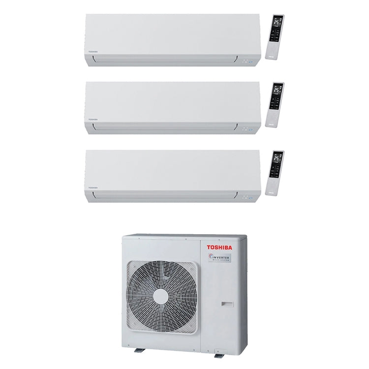 Toshiba 3-fach-Split-Klimagerät SHORAI EDGE WHITE, Wandgerät, Inverter, WLAN, Weiß – Außengerät R32 10 kW, Innengeräte 24000+18000+5000 BTU RAS-5M34G3AVG-E+RAS-[B24|B18|M05]G3KVSG-E