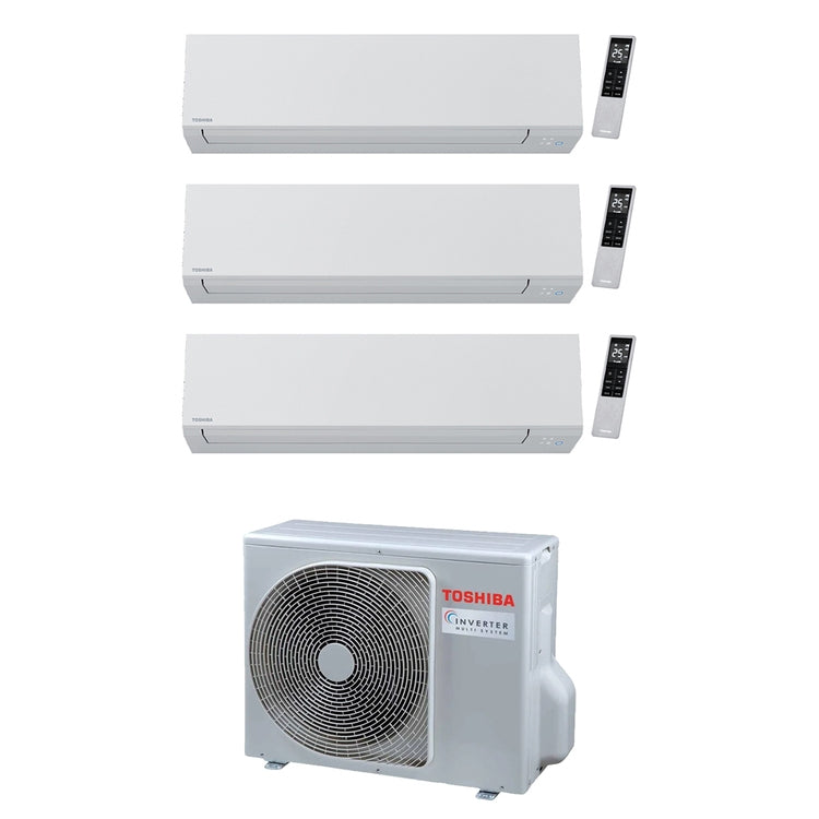 Toshiba 3-fach-Split-Klimagerät SHORAI EDGE WHITE, Wandgerät, Inverter, WLAN, Weiß – Außengerät R32 5,2 kW, Innengeräte 9000+9000+7000 BTU RAS-3M18G3AVG-E+RAS-[B10|B10|B07]G3KVSG-E
