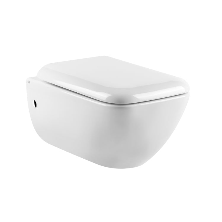 Gessi Hängendes Becken, Sitz mit langsamer Schließung und seitlichen Chromabdeckungen, Weiß glänzendes Finish TOTAL LOOK 39113#518
