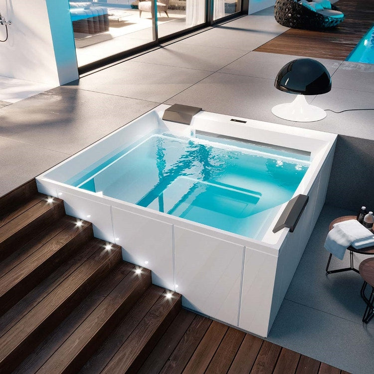 Treesse Quadratischer Minipool L. 235 H. 98 cm, mit Ghost System Whirlpool und Touch-Steuerung GHOST WAVE V252GBN