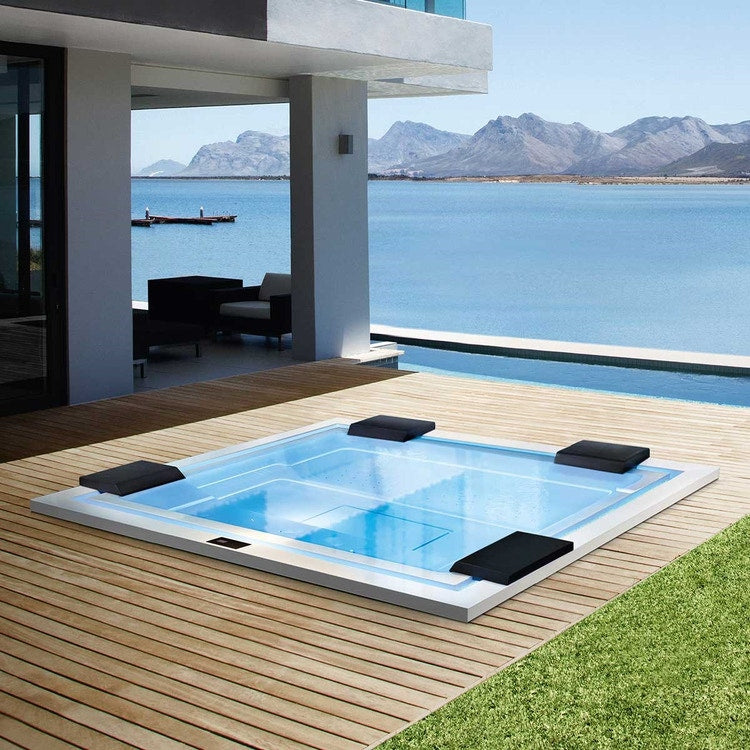 Treesse Rechteckiger Minipool L. 280 B.235 H. 85 cm, mit 24-jet Ghost System Whirlpool und Touch-Steuerung GHOST ZEN V2021BN