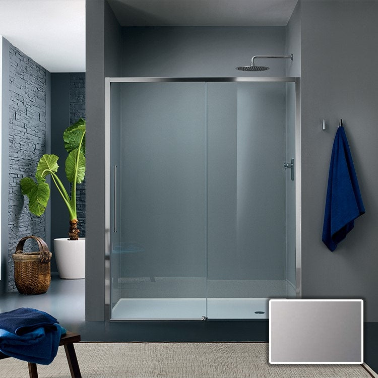 Inda Trendy Design Schiebetür rechts für Nische, graues Glas, Chromoberfläche, Antikalk-Behandlung B4431DAN141A
