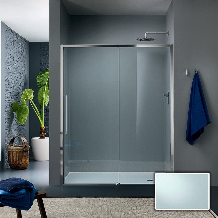 Inda Trendy Design rechte Schiebetür für Nische, Glas Ice-Finish, Chrom-Finish, Kalkschutzbeschichtung B4433DAN801A
