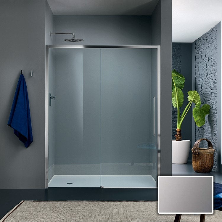 Inda Trendy Design Schiebetür links für Nische, graues Glas, verchromt B4437SAN14
