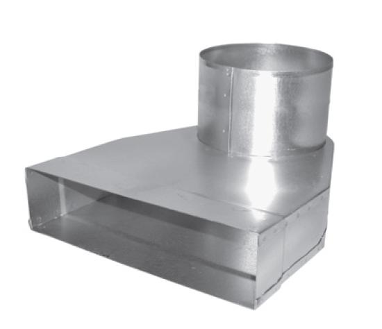 Soler & Palau EDP-TVA-200x50/160 – Seitliches T-Übergangsstück für Tellerventil, 200x50 mm auf Ø 160 mm