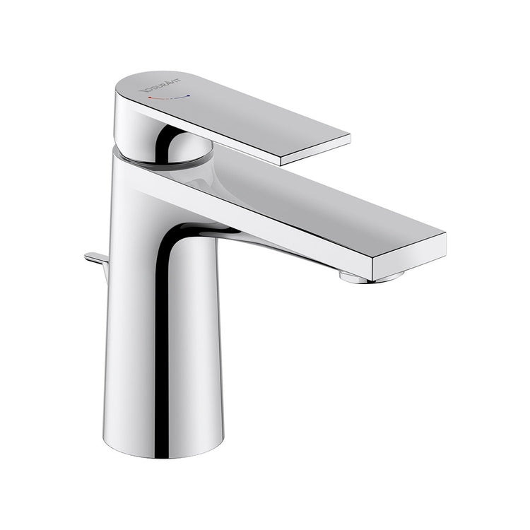 Duravit Einhand-Waschtischarmatur H. 14 cm, Freshstart-Technologie, mit Ablauf und Durchflussbegrenzer, Chromoberfläche TULUM TU1011001010
