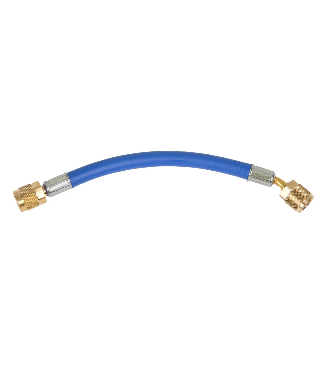 Tuyaux de charge, Blau, 1/4" SAE droit , 1x coudé 1/4" SAE mit pouissoir