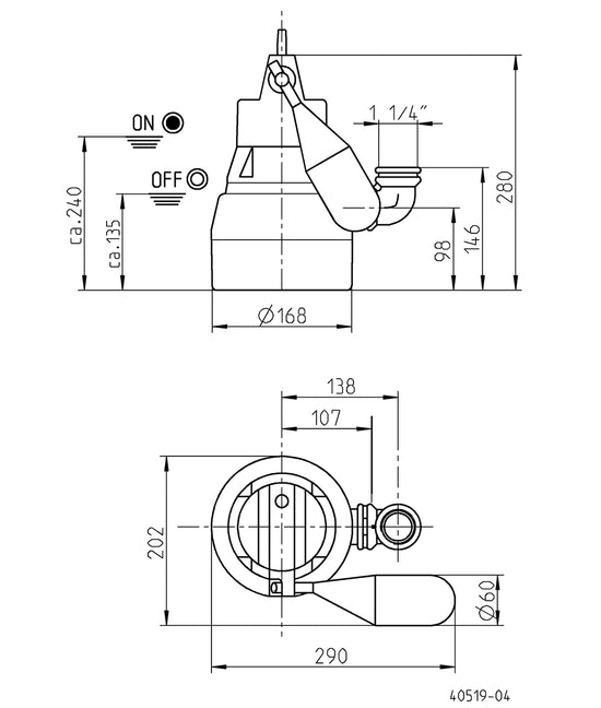 JUNG PUMPEN Schmutzwasserpumpe U5KS, 10 m Ltg. - Art. JP09417