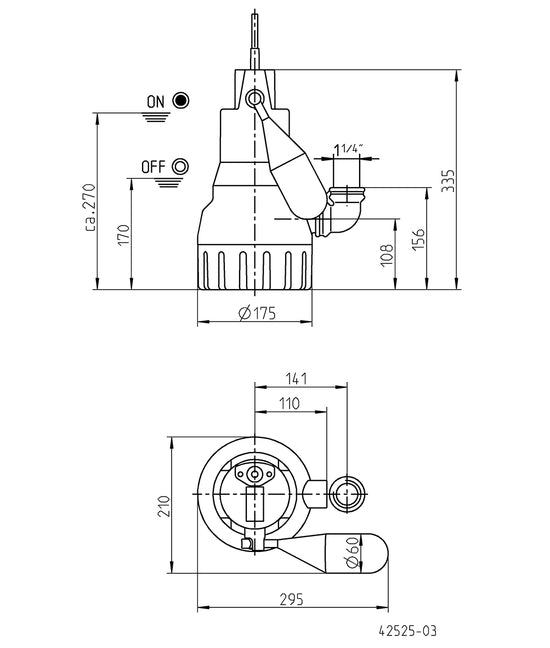 JUNG PUMPEN Schmutzwasserpumpe U6K D, 10 m Ltg. - Art. JP00228
