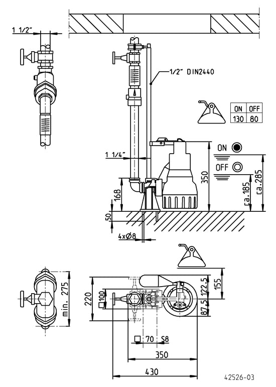 JUNG PUMPEN Schmutzwasserpumpe U6K ES, 4 m Ltg. - Art. JP00227