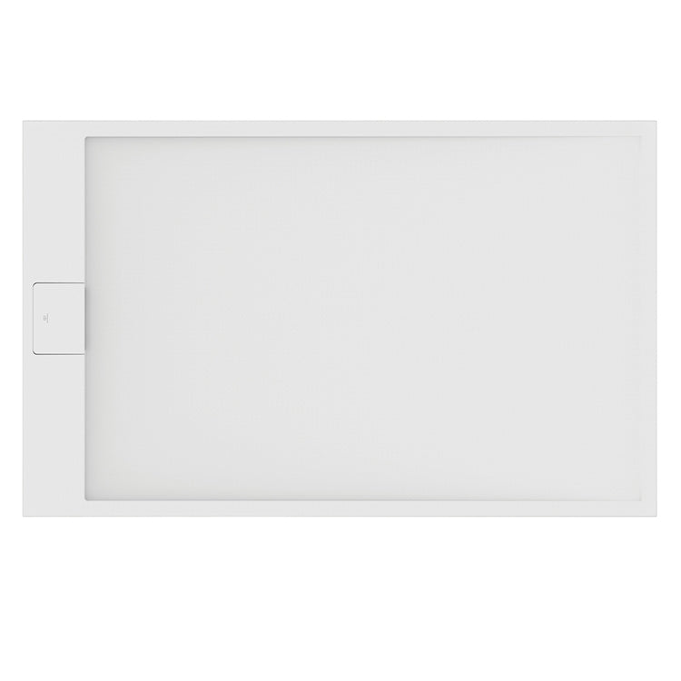 Ideal Standard Rechteckige Duschwanne L. 160 T. 100 cm, rutschfest und mit verborgenem Ablauf an der kurzen Seite, aus IdealSolid+, Steineffekt, Weiß, matte Oberfläche ULTRA FLAT S I.LIFE T5672FR