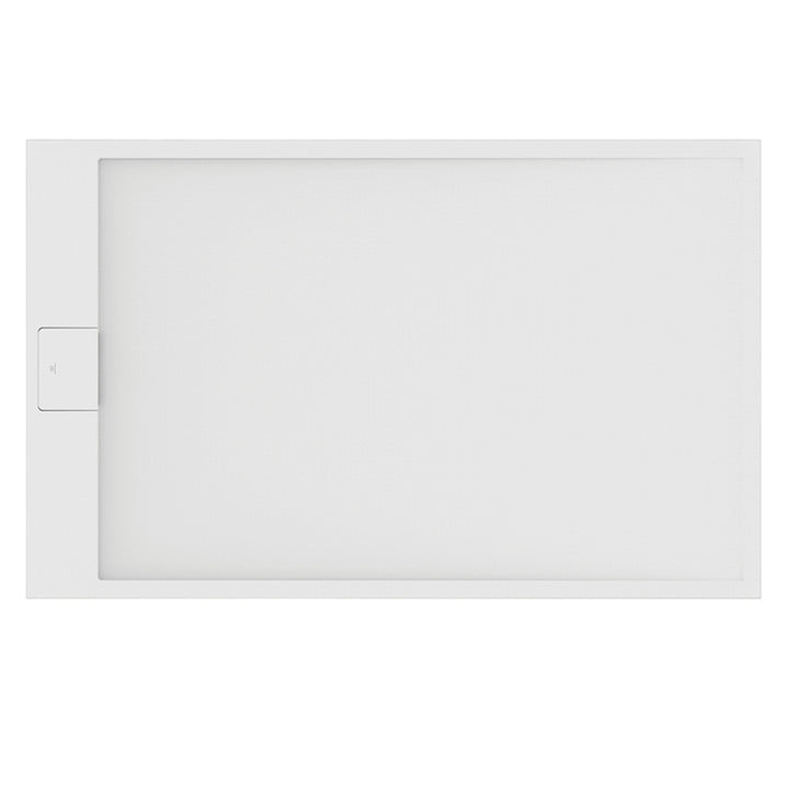 Ideal Standard Rechteckige Duschwanne L. 160 T. 100 cm, rutschfest und mit verborgenem Ablauf an der kurzen Seite, aus IdealSolid+, Steineffekt, Weiß, matte Oberfläche ULTRA FLAT S I.LIFE T5672FR