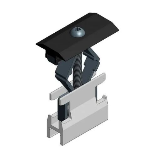 Van Der Valk Abrazadera intermedia von aluminio für perfiles von aluminio - T30 - rango von sujeción 28-50 mm - negra
