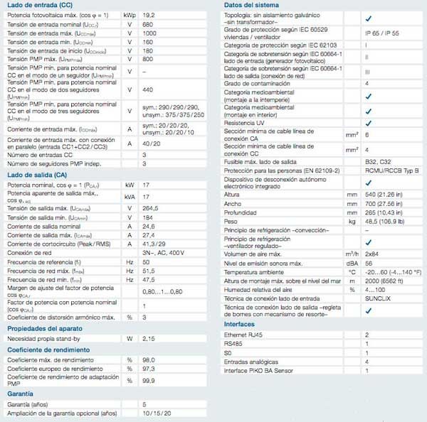 Kostal Wechselrichter dreiphasig Kostal PIKO 17 DCS INT ( – Bild 2