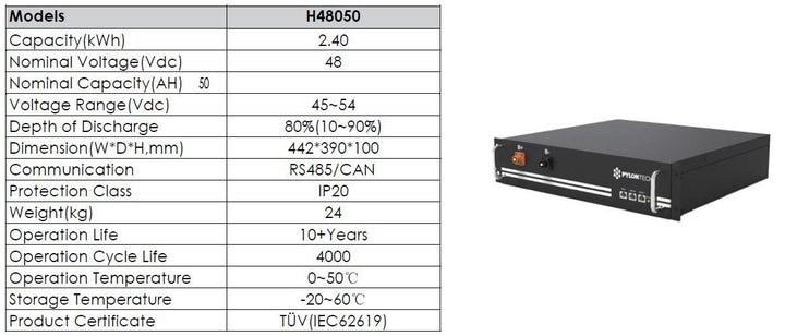 Pylontech Pylontech H48050 48V - Batterie de litio de 2,4 kW – Bild 5