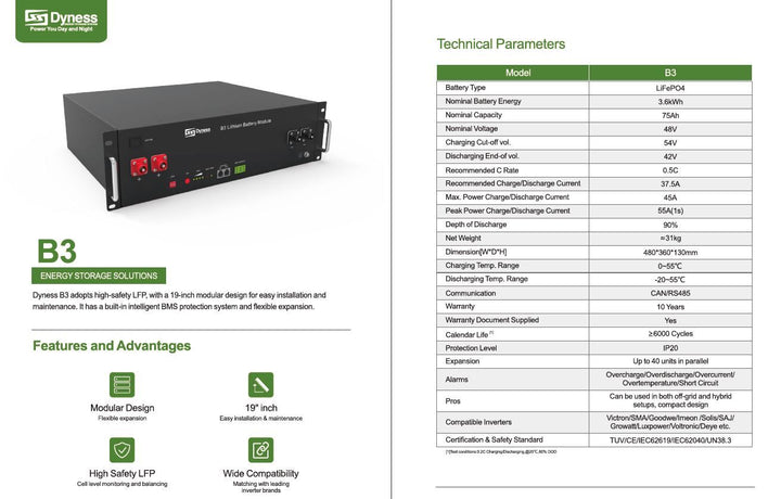 Repowergy Dyness B3 - Batterie Lithium 48V 3,6kWh – Bild 3