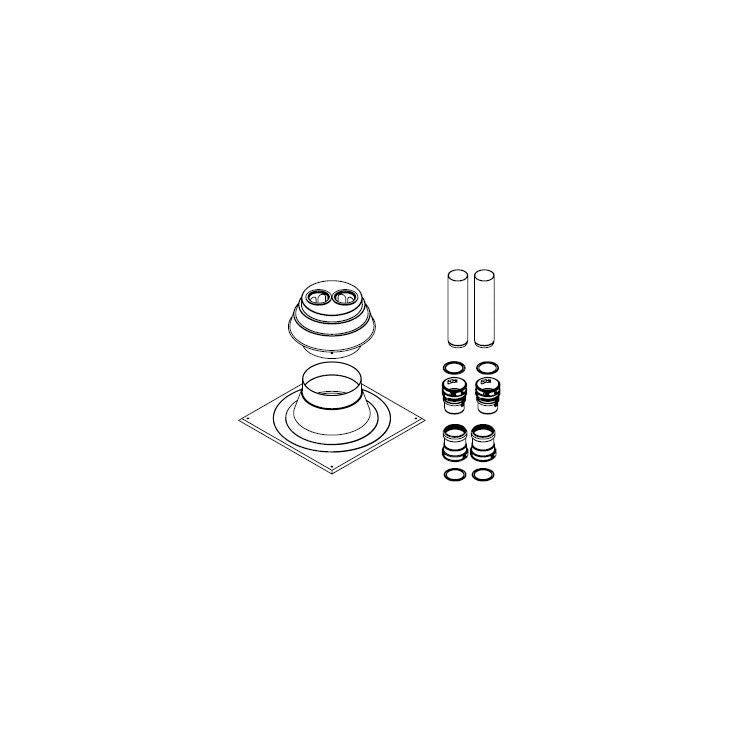Vaillant Anschluss für die Schlauchverlegung 2 Schläuche 60mm flexibel und Dachabschluss 0020106046