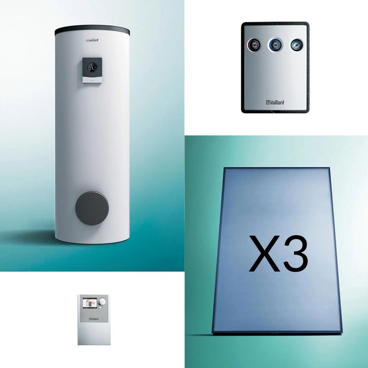 Vaillant Solarkit auroTHERM mit 400-Liter-Trinkwarmwasser-Speicher, Solarstation und Klimasteuerung 0020223466