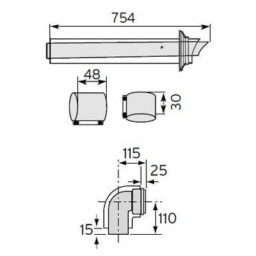 Vaillant Windschutzabschlussgerät mit 87° Bogen 80/125mm 303209