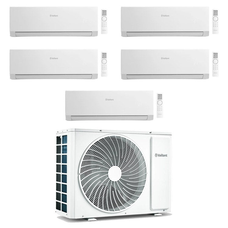 Vaillant 5-fach-Split-Klimagerät climaVAIR plus, Wandgerät, Inverter, WLAN, Weiß – Außengerät R32 12,1 kW, Innengeräte 7000+7000+7000+12000+24000 BTU VAM1-120A5NO+VAIP1-0[20|20|20|35|65]WNI