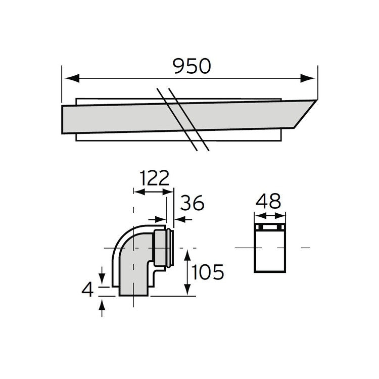 Vaillant Verlängerung für Abgasleitung horizontal Länge 1 m koaxial 60/100 mm 303845