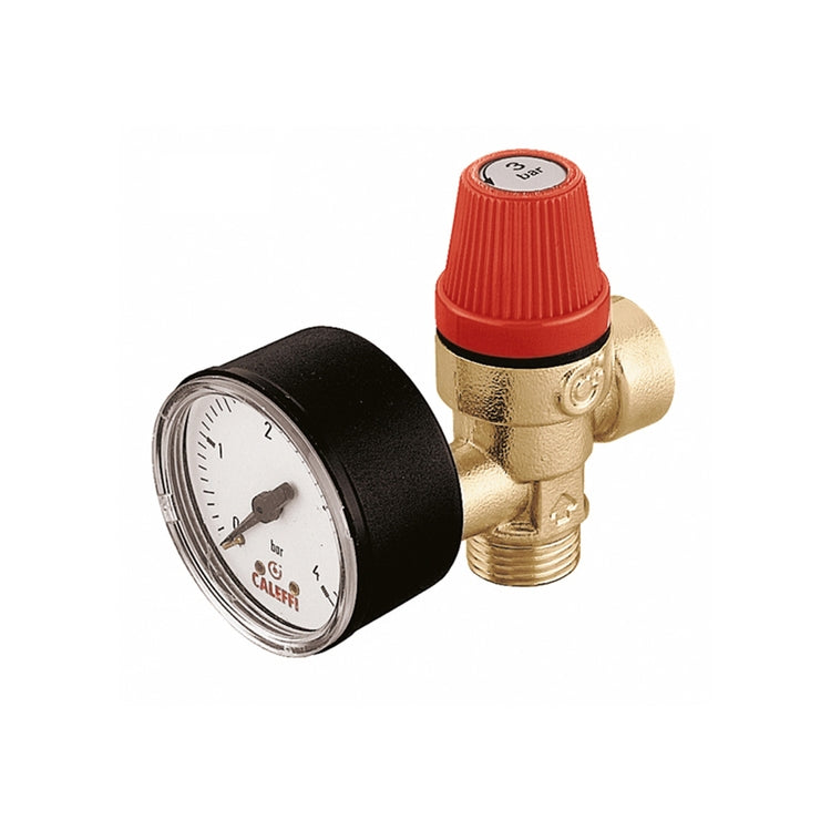 Caleffi Sicherheitsventil Standard, männlich-weibliche Anschlüsse, 1/2” mit Manometeranschluss, 3 bar 314432
