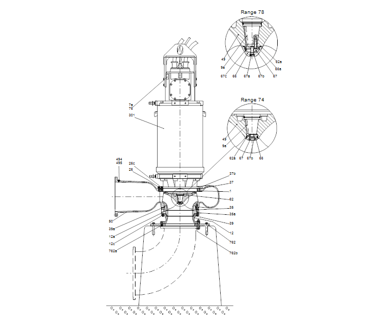 GRUNDFOS Tauchmotorpumpe S3.110.300.1250.8.72H.D.533.G.N.D.61H Art.97685976