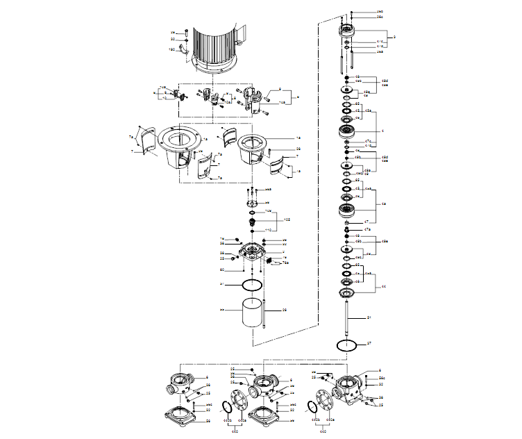 GRUNDFOS Vertikale Mehrstufige Kreiselpumpe CR 90-5 A-F-A-V-HQQV Art. 96124095