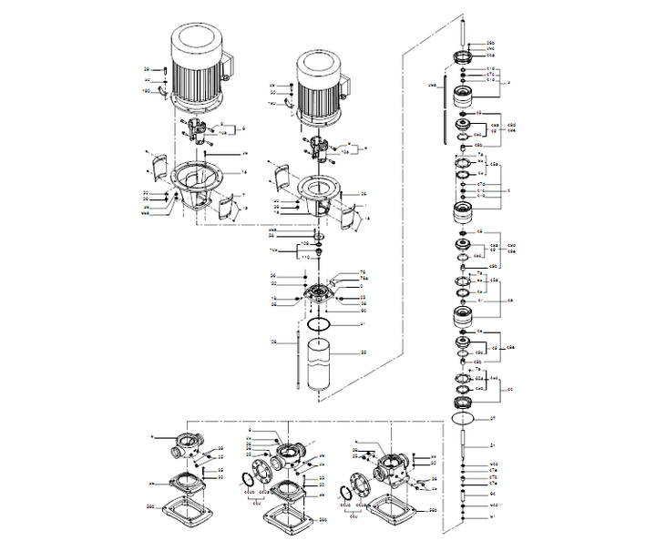 GRUNDFOS Vertikale Mehrstufige Kreiselpumpe CRNE 120-2 Art. 96831379