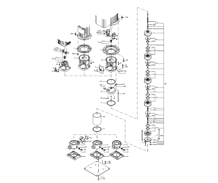 GRUNDFOS Vertikale Mehrstufige Kreiselpumpe CRNE 20-1 Art. 96512855