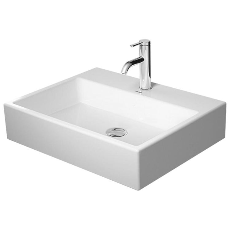 Duravit Waschbecken Konsole 60 cm, Einloch, ohne Überlauf, mit Hahnlochbank, Unterseite emailliert, Weiß VERO AIR 2350600041