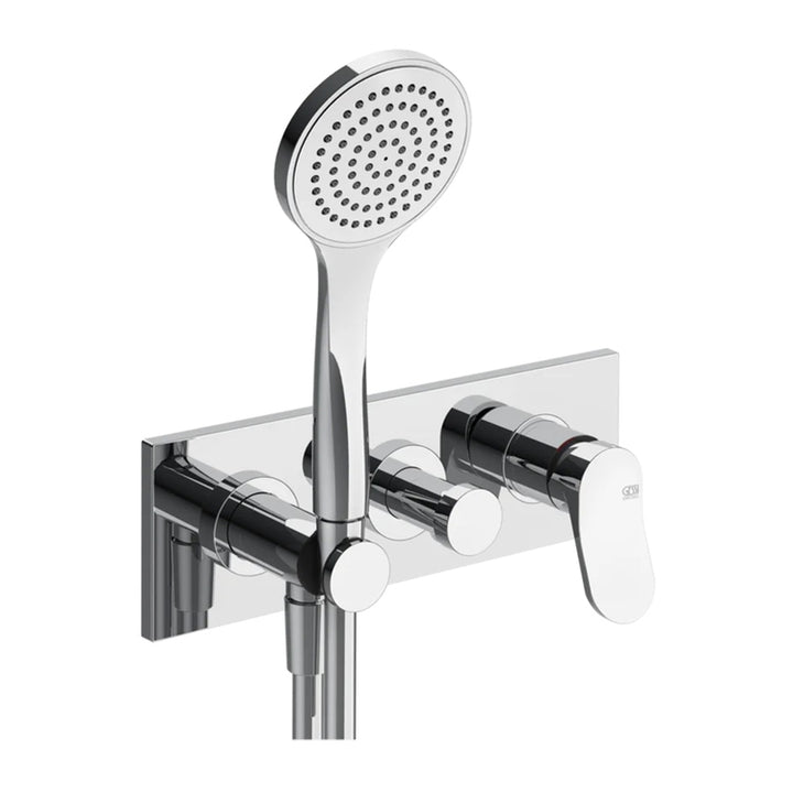 Gessi Wand-Duschmischer, 2-Wege, mit Handbrause, ohne Unterputzkörper, erster Ausgang Handbrause, Chrom-Finish MERAVIGLI 56040#031