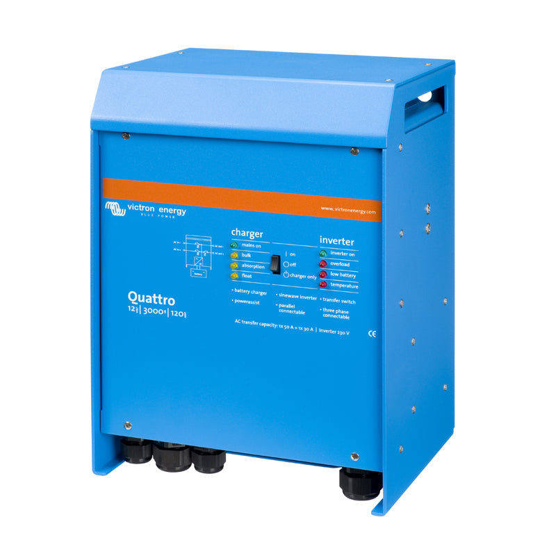 Hybrid-Solarwechselrichter Victron Energy Quattro 12/3000/120-50/50 (3kVa 12V 2.4 kW 1 Phasen)
