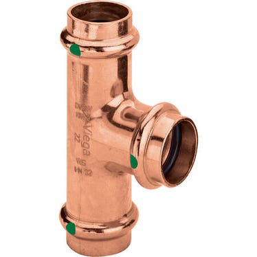Viega T-Stück Ø 28 x 15 Kupfer glänzend mit SC-Contur Kupfer (Wasser) PROFIPRESS 295189